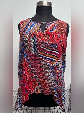 Cato Fashions Boho Chevron Zigzag Patchwork Sleeveless Top- Size:22-24
